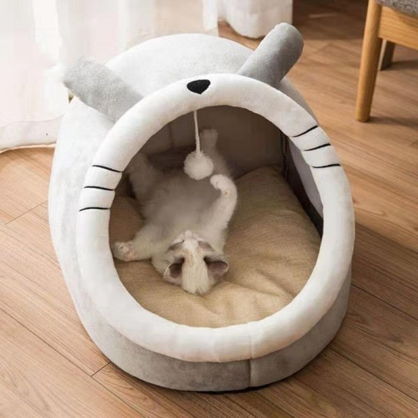 Mjuk varm kattsäng Löstagbar söt design med en hängande hårbollssäng för husdjur med anti-halk botten Pink Rabbit L
