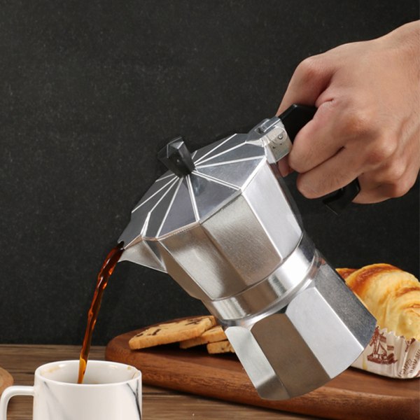 Spishäll i aluminium/rostfritt stål Espressobryggare Multifunktionell Moka-kaffekannor för hemmakök 150ml