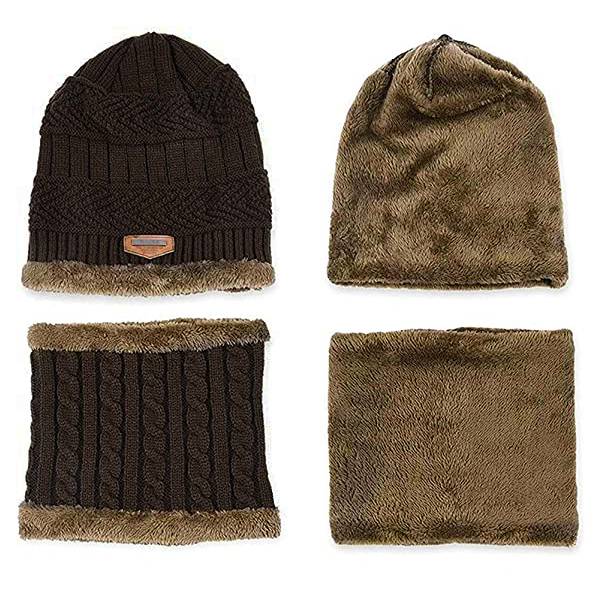 Vinter varm mössa Halsdukshandskar set Unisex vinter varm stickad mössa Halshandske för män kvinnor Black Gloves
