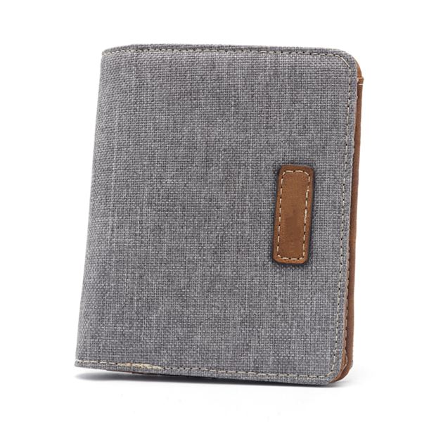 Kort canvas plånbok herr Japansk koreansk version Casual Retro Pengar Klämma Horisontell Slim Card Horder Ash Vertical Section