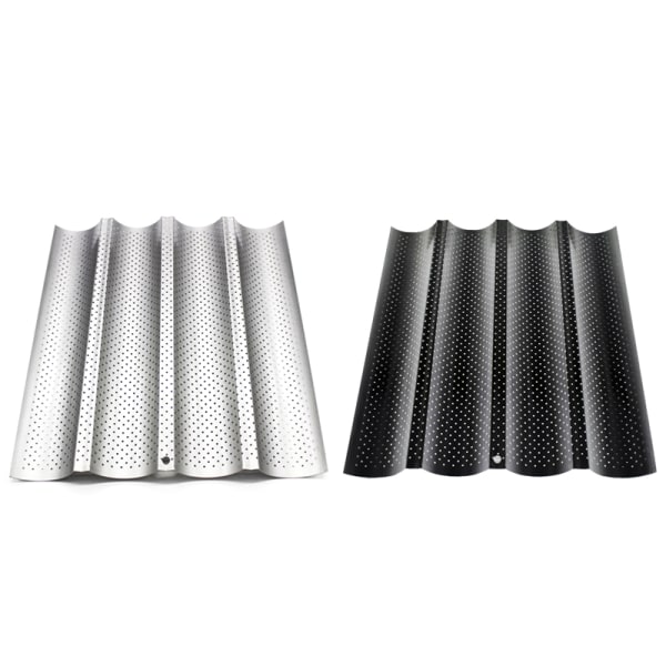 Vågbräda Bakplåt Non-Stick Baguette Schabloner Kaka Rostat bröd Schabloner Verktyg Black Medium 3 Slots