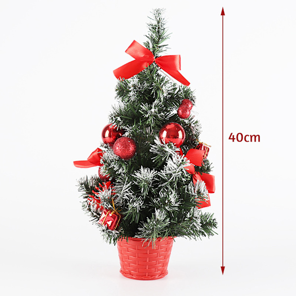 Mini 40cm Julgran Med Ljus Lätt Snygg Dekor Ljus För Sovrum Hem Fester Red