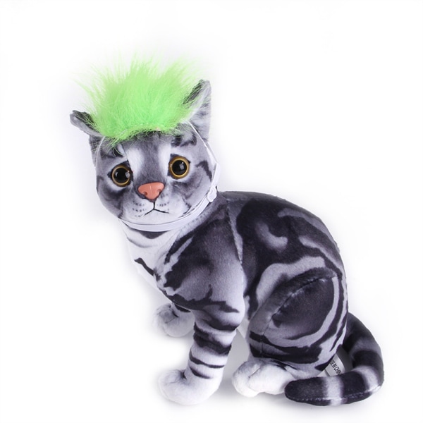 Halloween Pet Peruk Hatt Söt Dress Up Cap Pet Fun Huvudbonad Cosplay Tillbehör för katthund Green