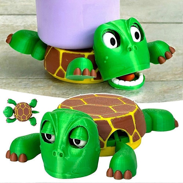 3D-printade Sköldpaddsunderlägg med Roliga Uttryck & Lyftbara Lemmar, Djur Kopphållare Kontorsunderlägg, Unik Skämtgåva för Sköldpaddsälskare