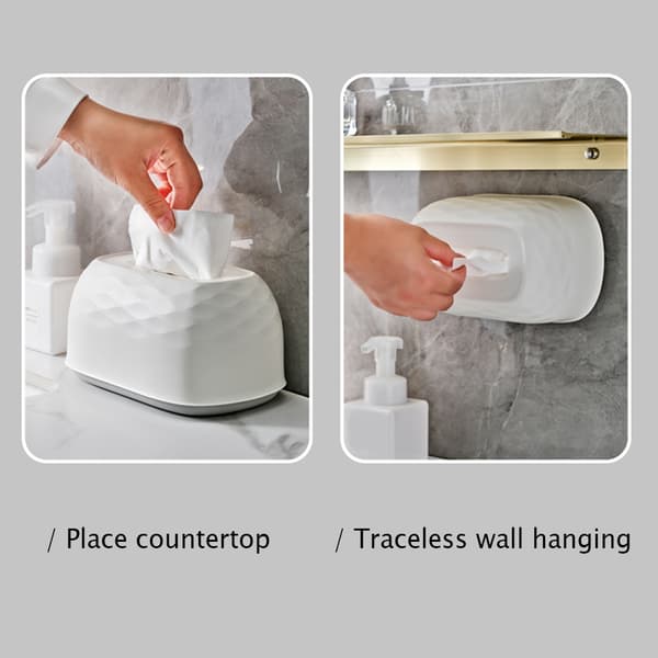 Enkel Water Ripple Tissue Box med vårdammtät organizer White Regular