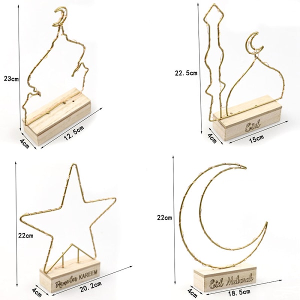 Ramadan-tema Fairy Lamp Eid Slott/Måne/Stjärna Nattljus Islam LED-bordsprydnad för hemmet C