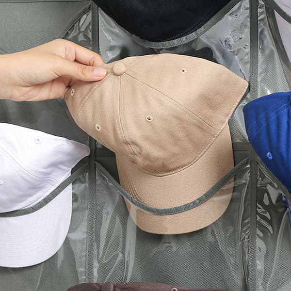 Dörr Hatt Förvaringsväska Med Hål Stor Kapacitet Dammtät Cap Display Väska För Dörr Grey