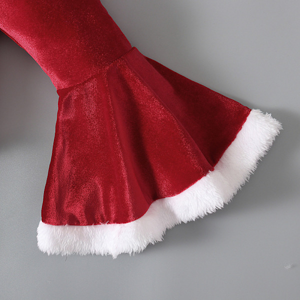 Baby Girl Jul Kläder Set Långärmad Bell Bottom Sammet Jultomten Cosplay Kostym Rekvisita Red 80cm