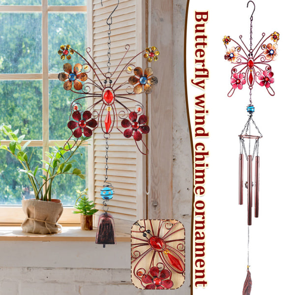Konst Wind Chimes Metalltråd Buttlefly hängande prydnad Hem Vind Bell Chime Välsignelse hänge för utomhusbruk 9014 Wind Chime Tube