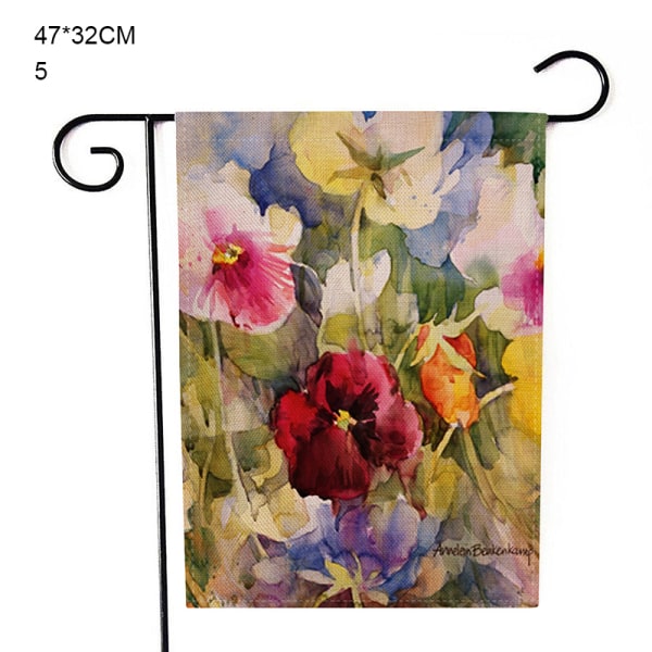 Blomsterträdgårdsflagga 12×18 tum liten vertikal dubbelsidig säsongsbetonad utomhusdekor för gårdsgård 3 47*32cm