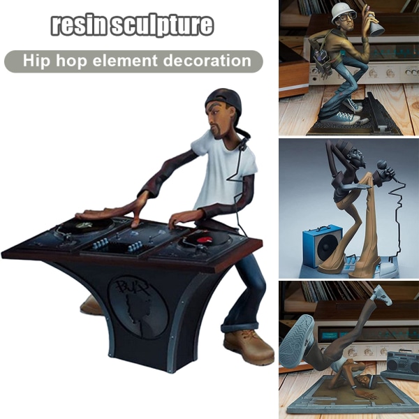 Resin Skulptur Hip Hop Element Dekoration Musik Figurer Staty Artist B Boy