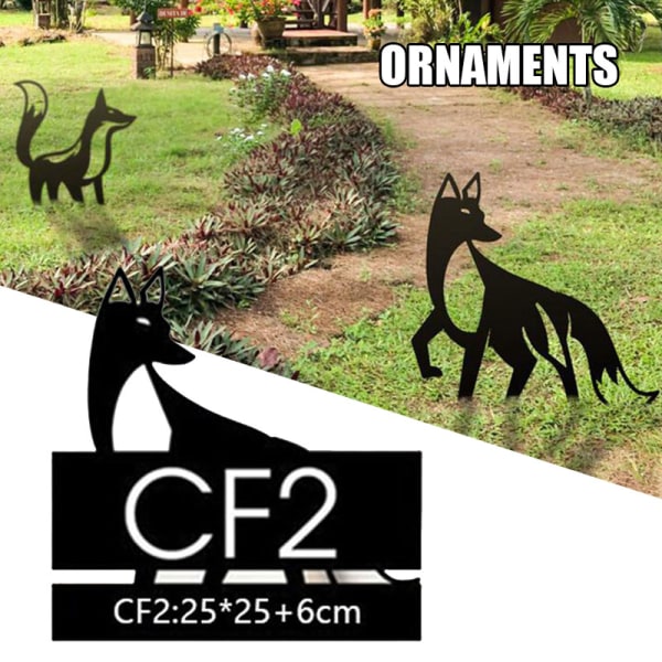 Metal Foxs Garden Stake 3D Animal Shape Yard Art Skulpturer för hemträdgårdsinredning CF4