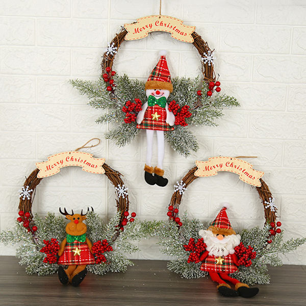 Konstgjord julkrans Färgglad vacker väggfönsterdörrkrans för ytterdörrsfestdekor Snowman L