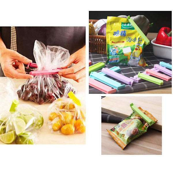 12st/ set Matpåse Tätningsklämmor Köksmatkonservering Snackpåsklämma