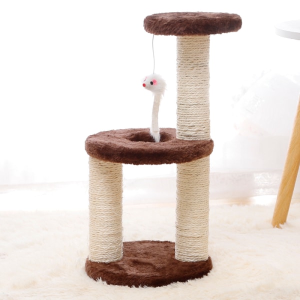 Kattträd Katttorn på flera nivåer med skrapbräda Kattaktivitetsträd Lekhus med 2 hänge för inomhuskatter Kattungar Coffee Color