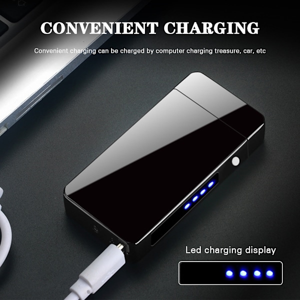 USB Uppladdningsbar Flameless Lighter Bärbar vindtät Fingerprint Touch Lighter Blue Dragon Map