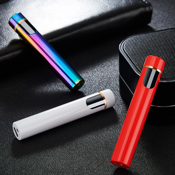 Mini Touch Sensor Flameless Lighter Bärbar USB Uppladdningsbar vindtät tändare White