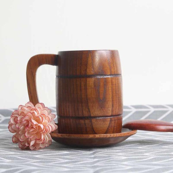 Trä ölmugg med handtag kreativa handgjorda tankard kopp vintage bar tillbehör för drycker hem fest