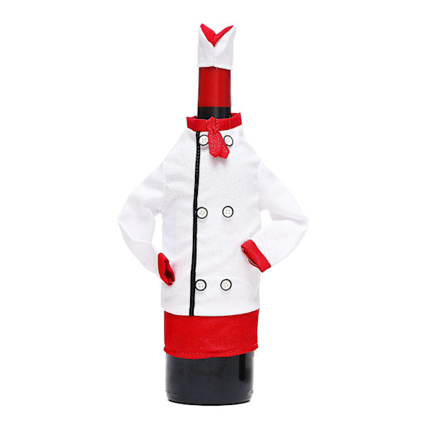 Christmas Wine Bottle Cover Creative Chef Kläder Hatt Bottle Topper Dekoration Button