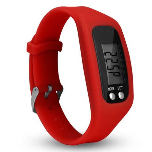 Watch med LCD-skärm Enkel hantering Walking Fitness Tracker Armband Digital stegräknare Red