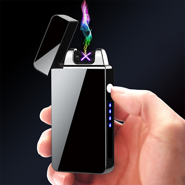 USB Uppladdningsbar Flameless Lighter Bärbar vindtät Fingerprint Touch Lighter Blue Dragon Map