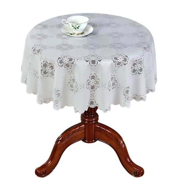 Vit färg rund spets bordsduk Snygg bordsskiva dekorativ täckning för arbetsrum hem Hibiscus Round Diameter 150cm