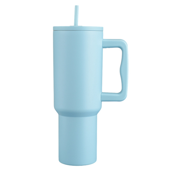 Enfärgad rostfri kopp med halm Läcksäker drickskopp med stor kapacitet för hembilskontor Light Blue