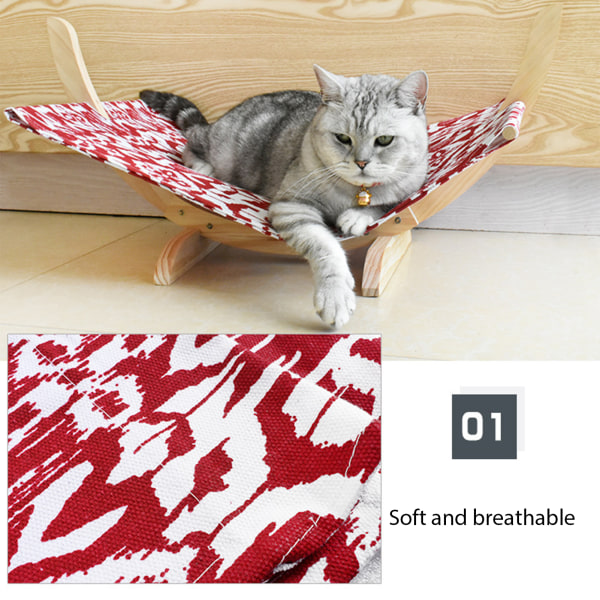 Katter Hängmatta Säng Andas Trä Vila Sova Mjuk Bekväm Husdjur Tillbehör Material