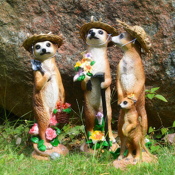 Meerkat Trädgårdsdekoration Resin Hantverk Staty Realistiska djurfigurer för Home Garden Courtyard Lily Rake Mongoose