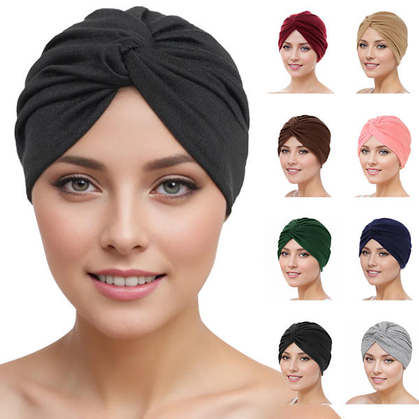 Stretch turbanhatt med korsade vridna design Bekväm mångsidig huvudbonad för damer Grey