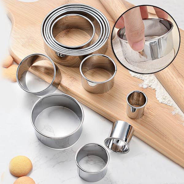 11 st rostfritt stål kakskärare set Mousse kex rund skärring små molds varierar från 0,9-3,6 tum Boxed