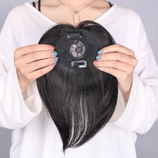 Clip-On Hair Topper Straight Extension Cover Vit Sparse Hair Hairpiece Dark Brown
