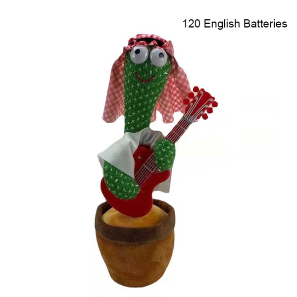 Elektrisk kaktus plyschleksak Supersöt Pratar Inspelning Dans Kaktus Nyhet Presenter för barn 120 English Batteries Arabic Red   Guitar