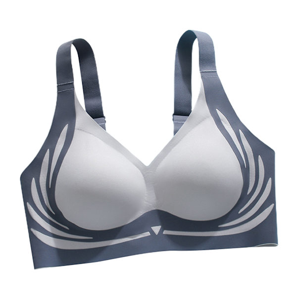 Lyftande Anti-Slappande Trådlös Push-Up BH Maskintvättbar Komfortunderkläder för Matchande Kläder Ligh Blue XL