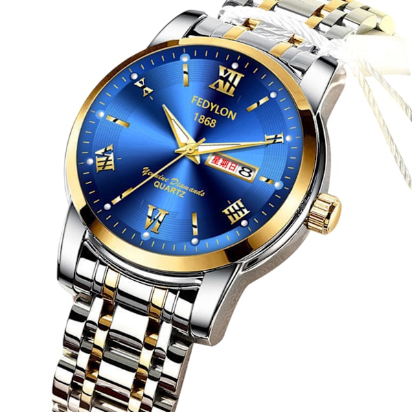 Helautomatisk mekanisk watch för män Enkel vattentät armbandsur Present för födelsedag Blue