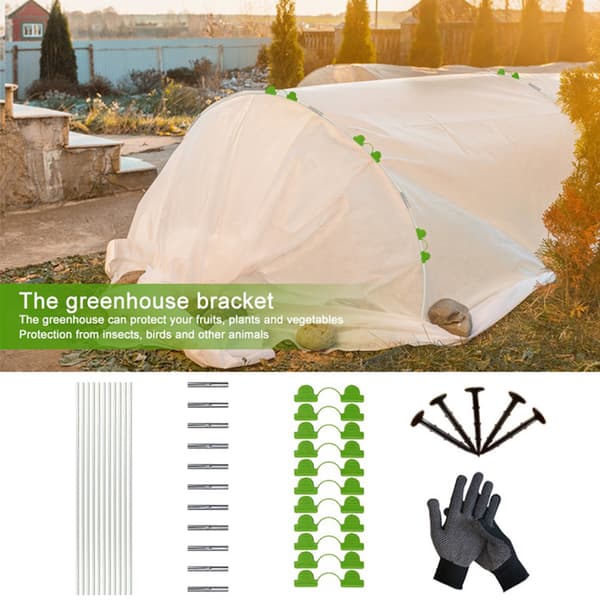 Växthus Trädgårdsbåge med kopplingar Handskar Rostfri glasfiberstödram för grönsaksträdgårdar Bundle 1