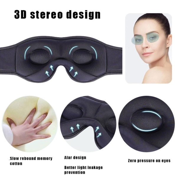 Trådlösa sovhörlurar Bluetooth sovmask, 3D musikalisk ögonbindel