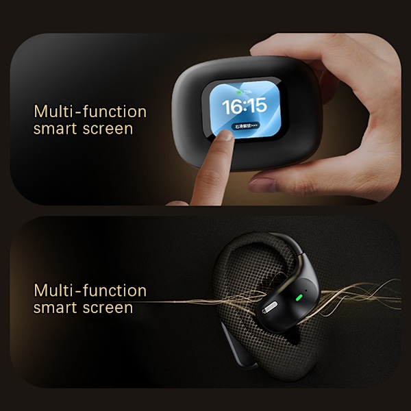 AI-översättande hörlurar med skärm, APP-kontroll, trådlös översättning, multifunktionella brusreducerande hörlurar Black
