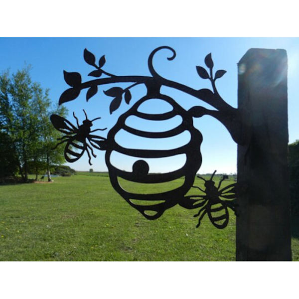 Fars dag gåva Bee Hive Trädgård Dekor Järn Silhuetter Träd Plug-in Ornament A