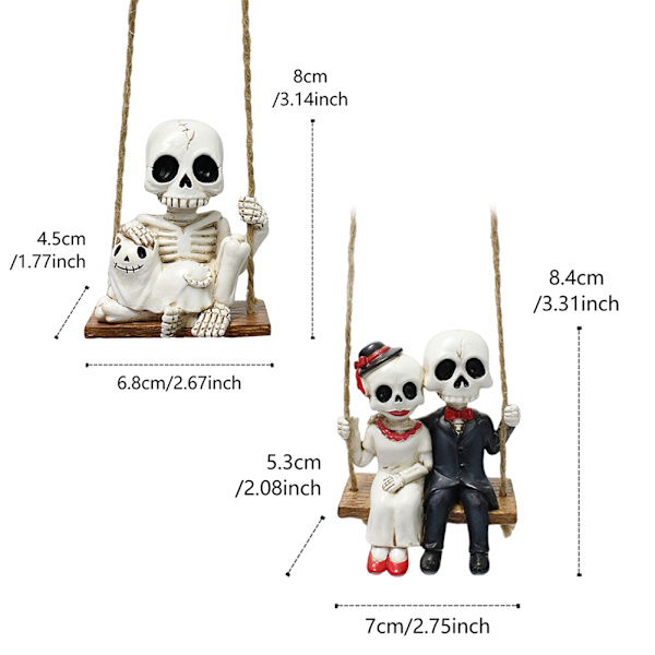 Gyngende Kranie Have Dekoration Mini Kranie Figurer Resin Skelet Skulptur Til Udendørs Halloween Dekoration Cat