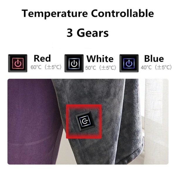 USB Eluppvärmd Varm Sjal Bärbar Tvättbar Uppvärmning Fleecefilt Unisex plyschtäcke för hemmakontor A