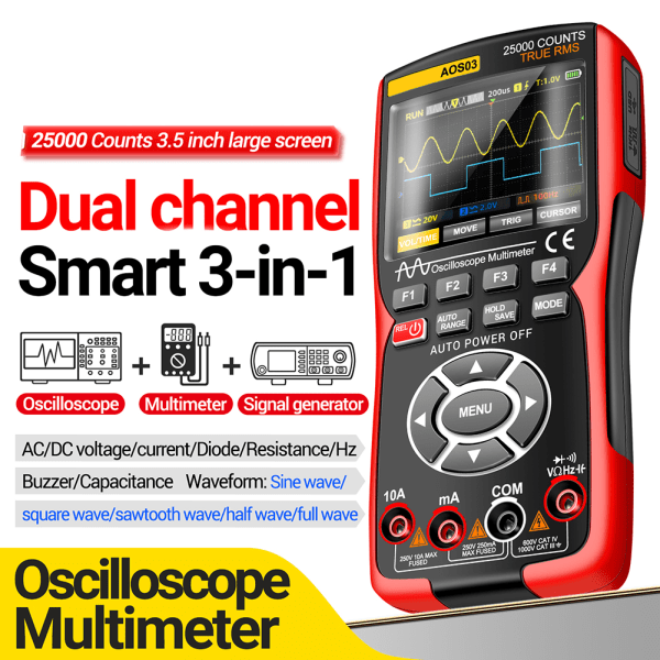 3 i 1 oscilloskop signalgenerator multimeter Helautomatisk elektrisk testare för spänningsdetektering 1PCs