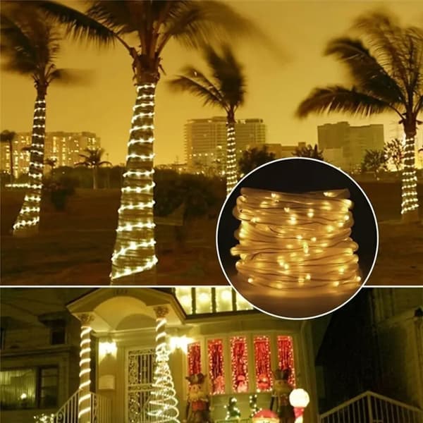 7m/12m/22m 8 lägen Solar Light String Multipurpose Vattentäta lampor för trädgårds uteplatser Blue Light 22m