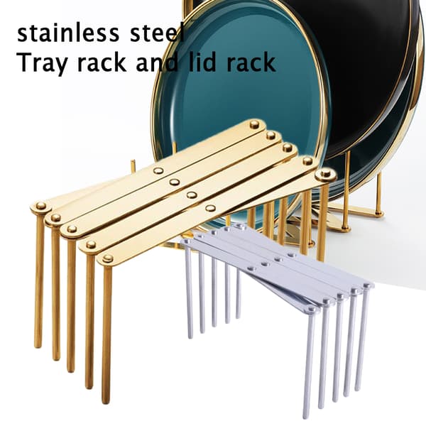 Infällbart köksförvaringsställ Rostfritt stål Grytlock Hållare Steamer Rack Silver 2pcs