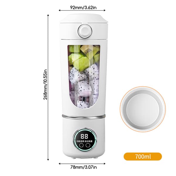 700ml Fruktjuicerkopp 12 Blader Hode Multi Hastighet Justerbar USB-Lading Husholdnings Knust Is Juicerkopp Rice White