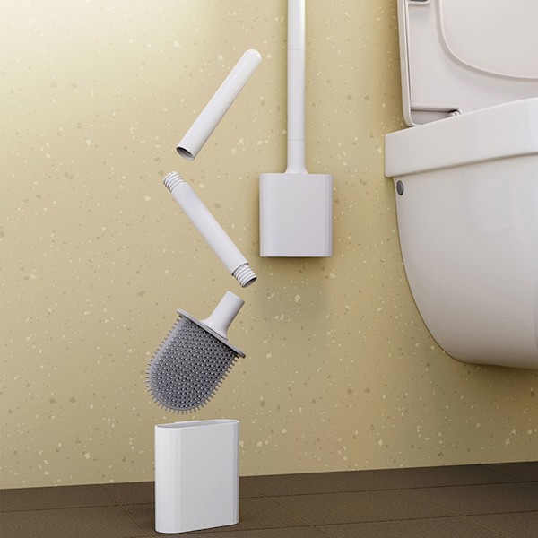 Modern hygienisk TPR toalettborste golv/väggmonterad toalettborste set för hem badrum Moon Mango White