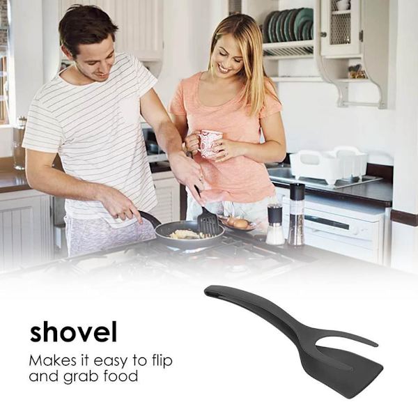 2-i-1 spatel och tång, non Stick-omeletttillverkningsklämma för hemköket Grey