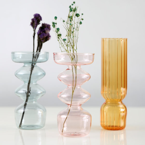 Glas Blomflaska Färg Transparent Enkla skrivbordsdekorationer Vardagsrum Hydroponiskt arrangemang Dekoration Hantverk Transparent