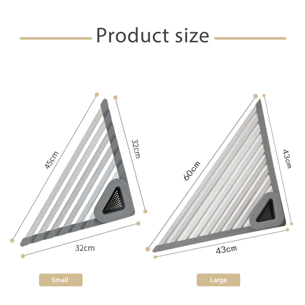 Diskbänksmonterade trianglar Dräneringsställ Hushållsbestick Torkställ för hemkök Light Grey Large