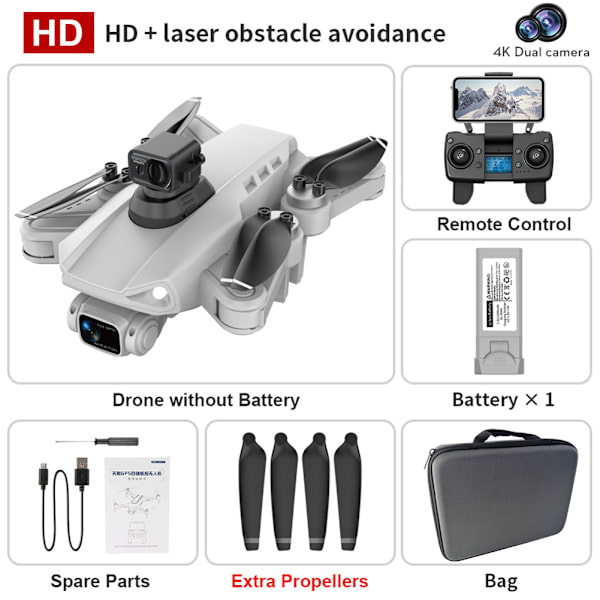 Borstlösa HD Folding Flygande Drönare Vindmotstånd Quadcopters Leksaker present till vän Familj PROSEMAX WT 1B